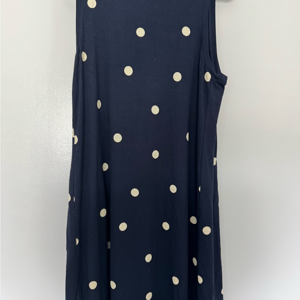 LOFT Navy Polka Dot Sleeveless Dress